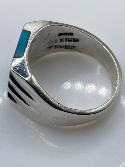 Anillo Plata Turquesa Azul Cielo — Solitario Masculino — foto 5