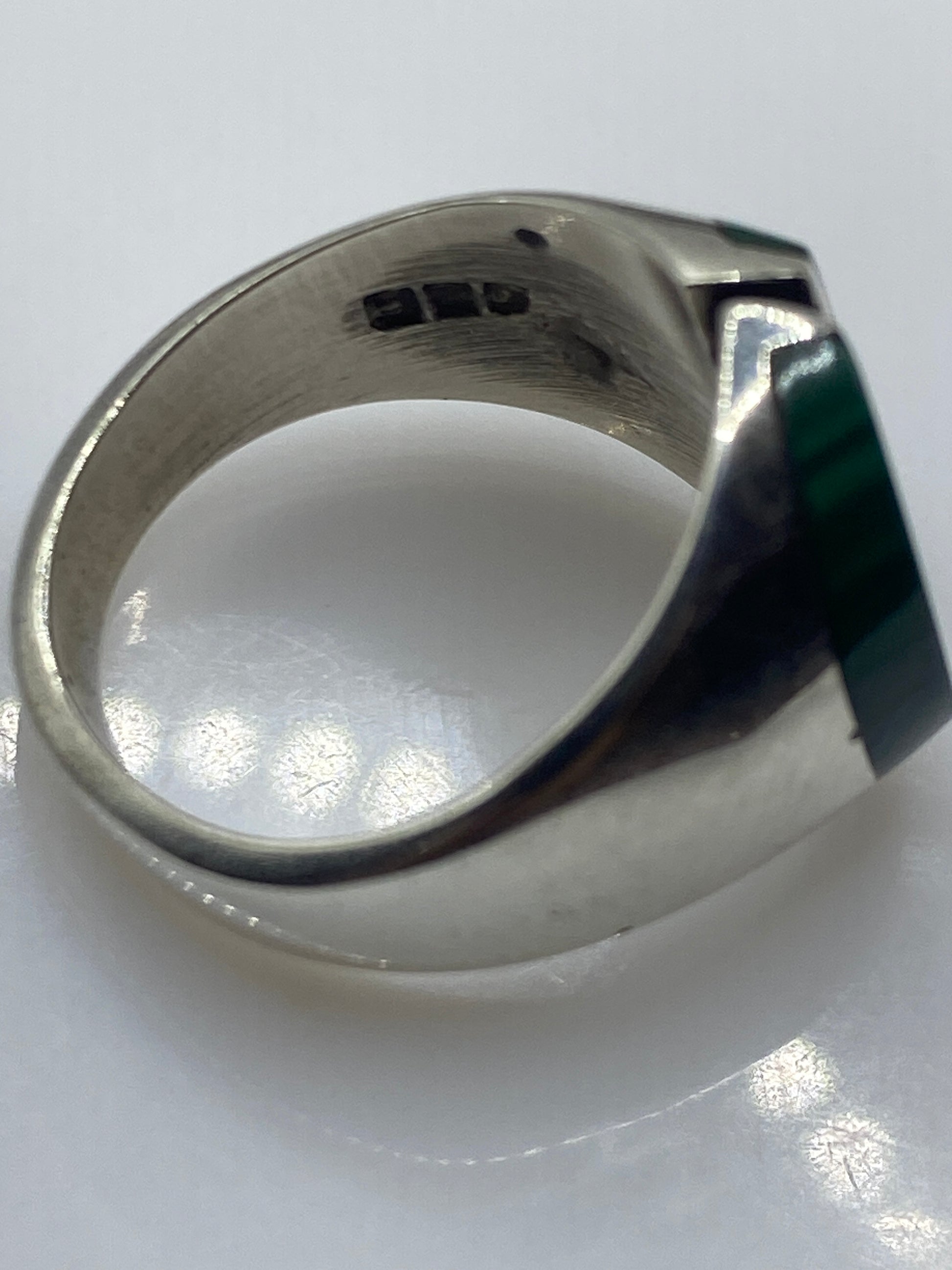 Anillo de Plata Malaquita Verde Ajustable — Solitario Unisex — foto 5