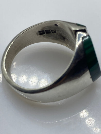 Anillo de Plata Malaquita Verde Ajustable — Solitario Unisex — foto 5