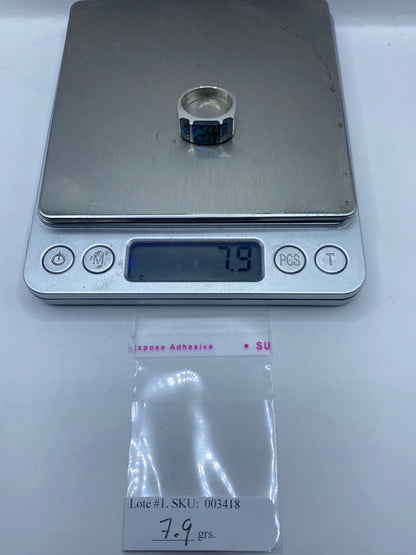 Anillo Plata Geométrico Piedra Iridiscente — Taxco Unisex — foto 6