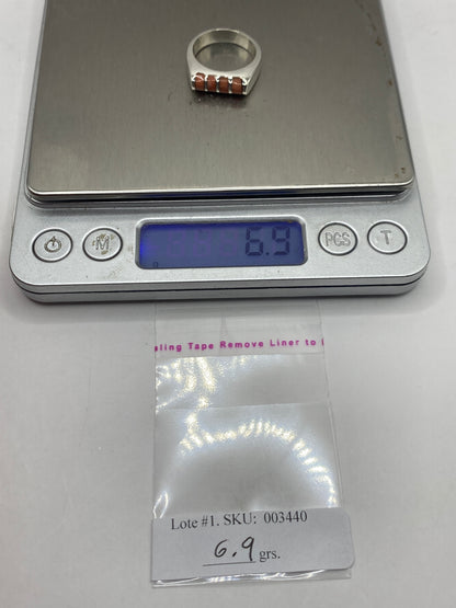 Anillo de Plata con Coral Naranja — Geométrico Artesanal — foto 5