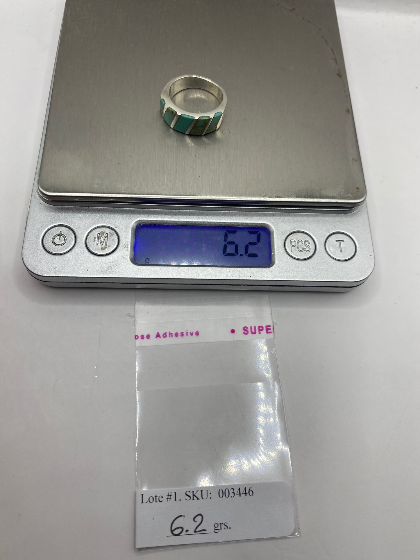 Anillo de Plata Turquesa Azul Cielo — Bandas Étnicas — foto 5