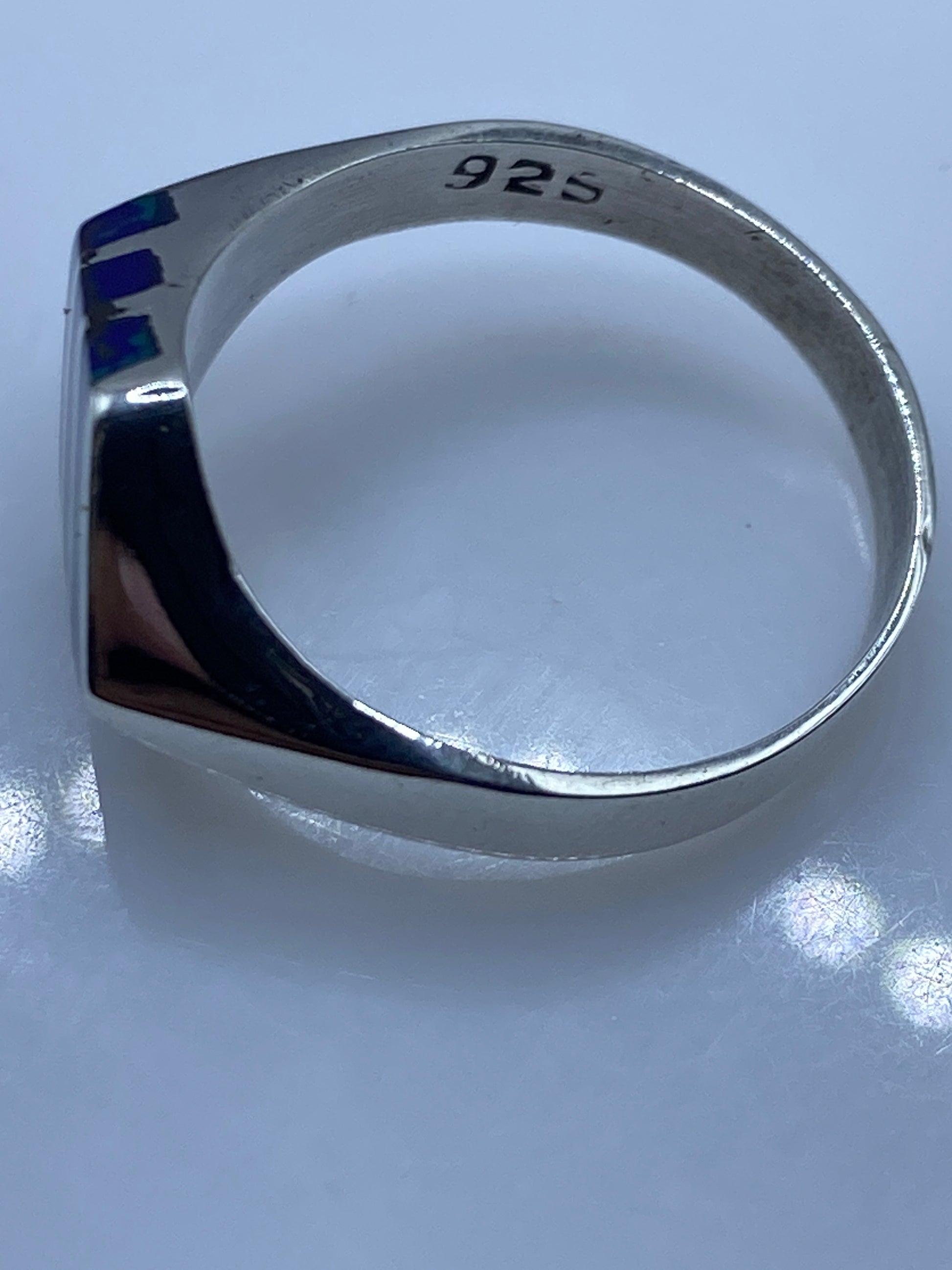 Anillo Plata Lapislázuli Azul — Diseño Geométrico — foto 5