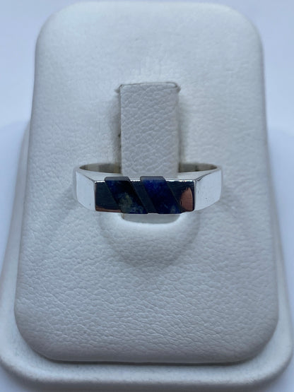 Anillo de Plata con Lapislázuli Azul — Diseño Geométrico — foto 1