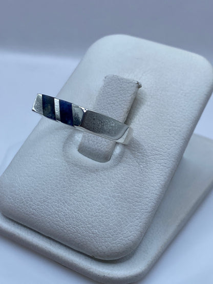 Anillo de Plata con Lapislázuli Azul — Diseño Geométrico — foto 2