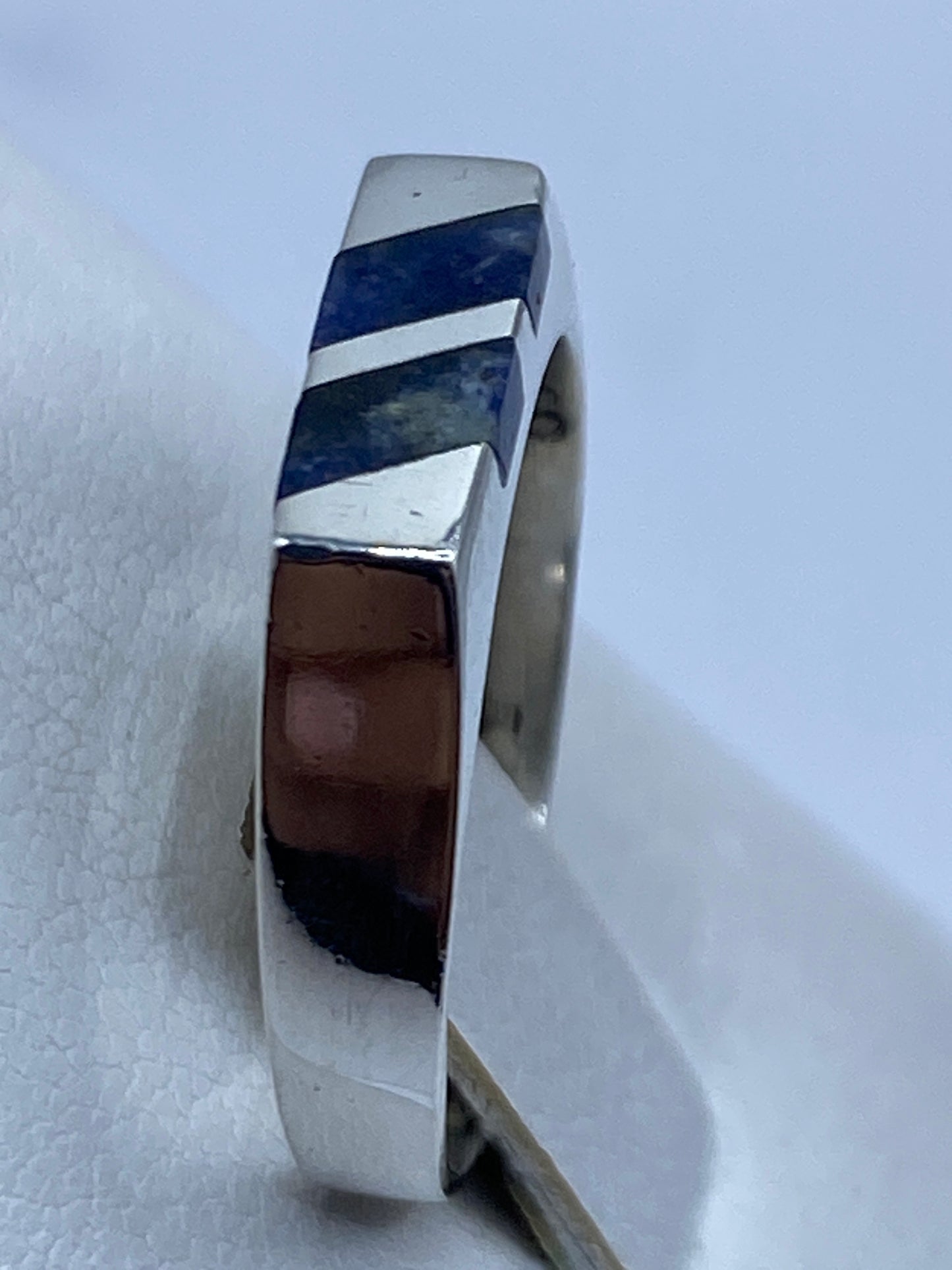 Anillo de Plata con Lapislázuli Azul — Diseño Geométrico — foto 3