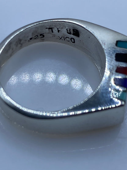 Anillo de Plata Turquesa Azul Cielo — Banda Ancha Unisex — foto 5