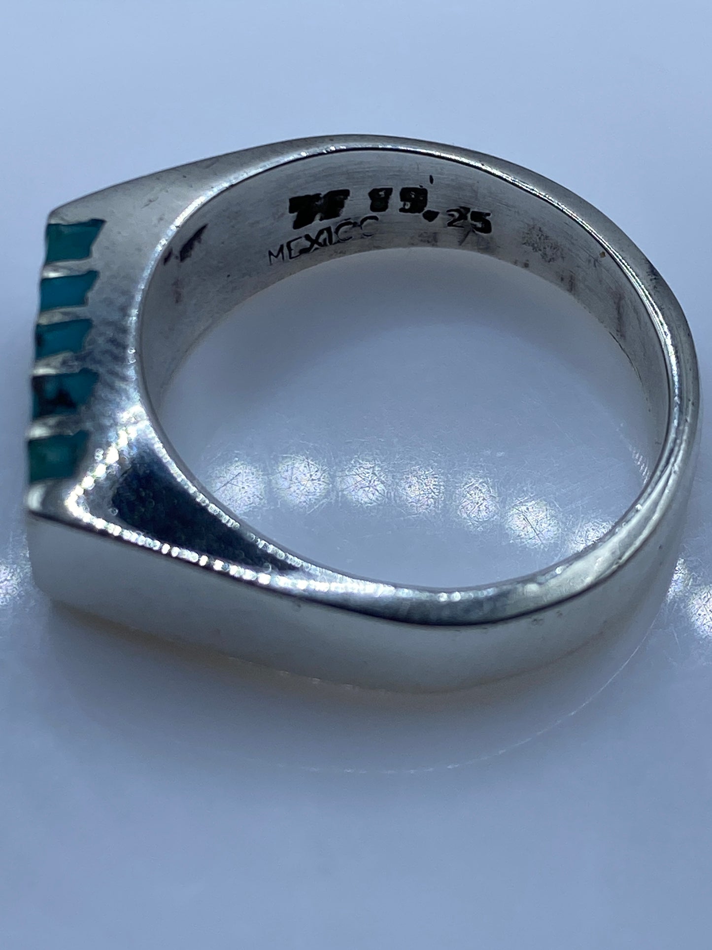Anillo de Plata Bandas Escalonadas Azul Cielo — Solitario Moderno — foto 5