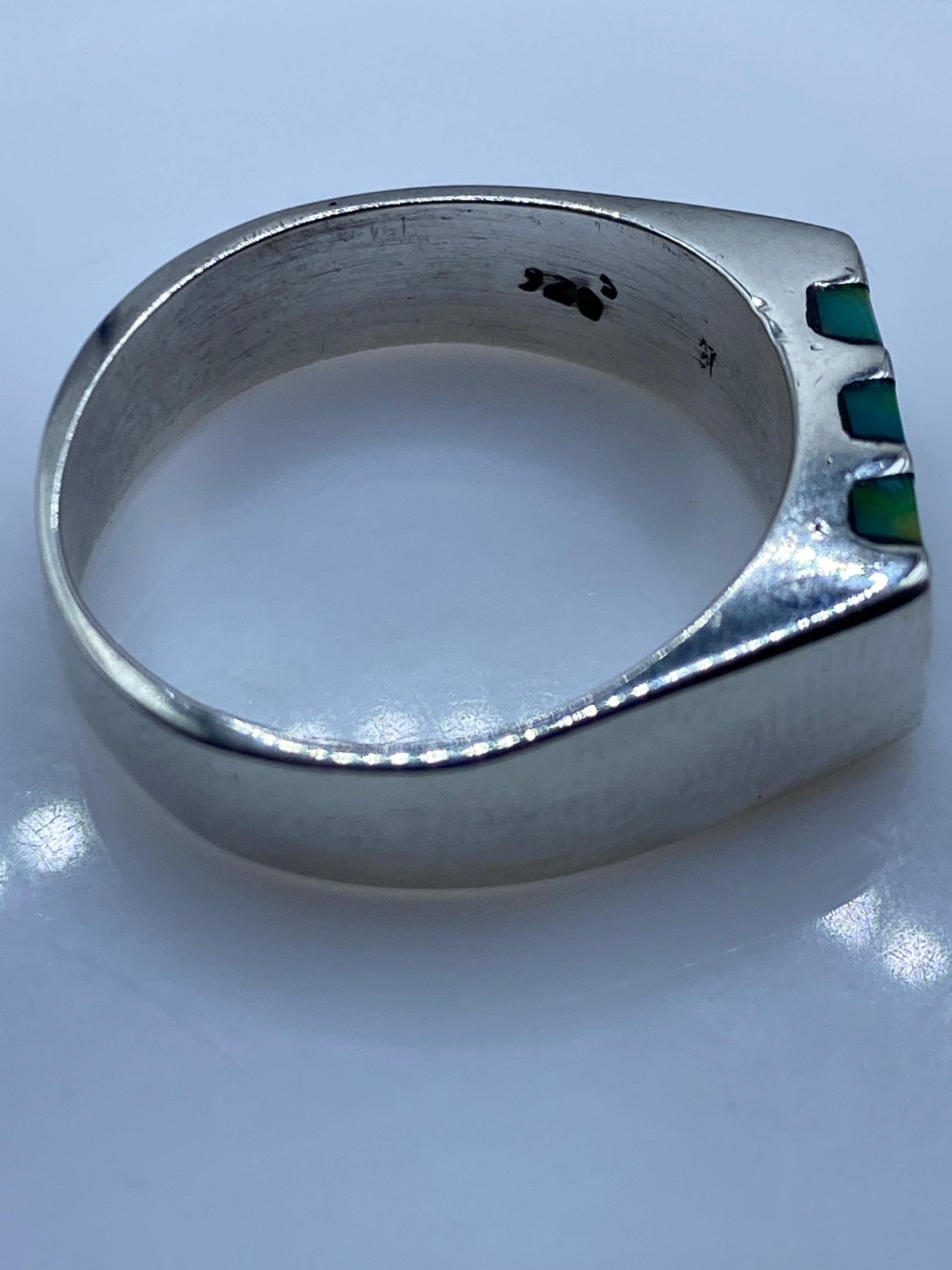 Anillo Plata Bandas Geométricas Piedra Multicolor — Diseño Moderno — foto 5