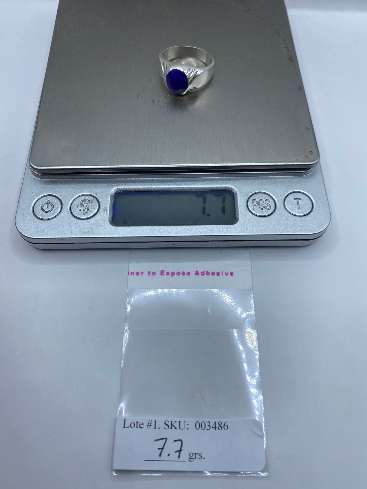 Anillo de Plata .925 Piedra Azul — Solitario Escultural — foto 6