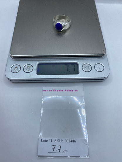 Anillo de Plata .925 Piedra Azul — Solitario Escultural — foto 6