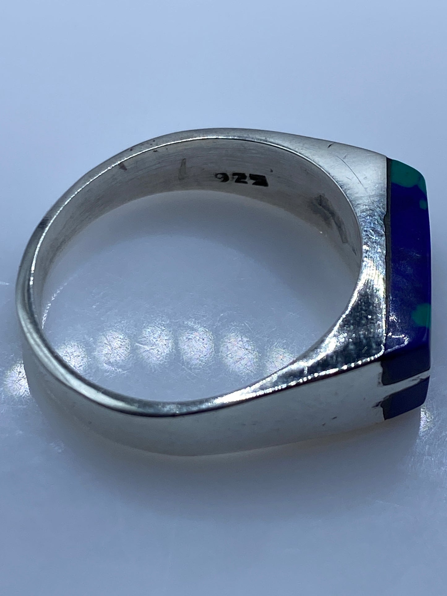 Anillo de Plata Solitario Azul — Líneas Minimalistas — foto 5