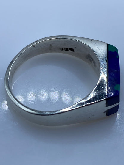 Anillo de Plata Solitario Azul — Líneas Minimalistas — foto 5