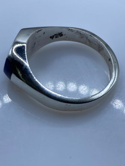 Anillo Plata Lapislázuli Azul — Solitario Minimalista — foto 5