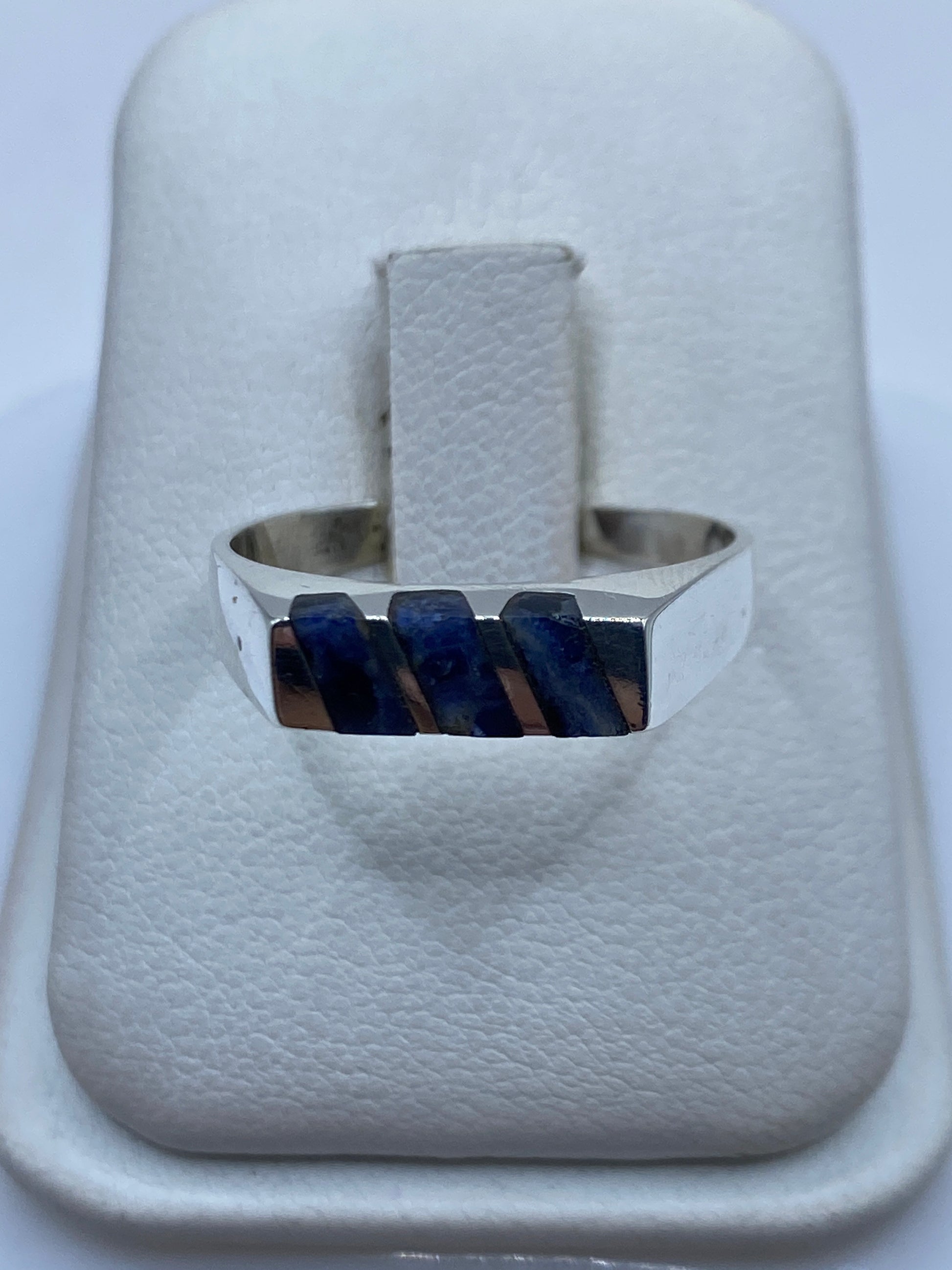 Anillo de Plata con Lapislázuli Azul — Solitario Minimalista — foto 1