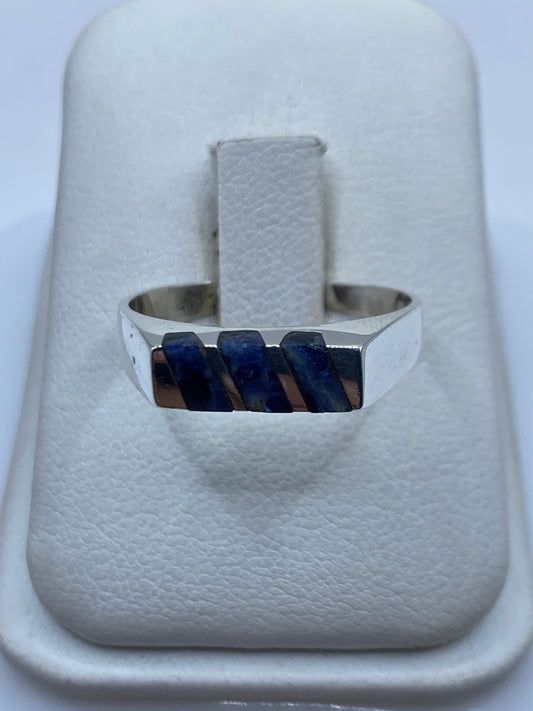 Anillo de Plata con Lapislázuli Azul — Solitario Minimalista — foto 1
