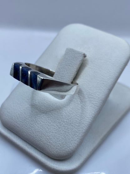 Anillo de Plata con Lapislázuli Azul — Solitario Minimalista — foto 2