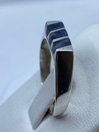 Anillo de Plata con Lapislázuli Azul — Solitario Minimalista — foto 3