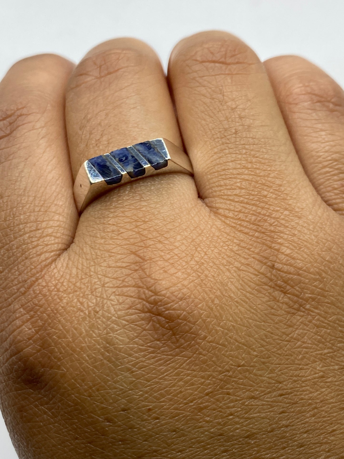 Anillo de Plata con Lapislázuli Azul — Solitario Minimalista — foto 4