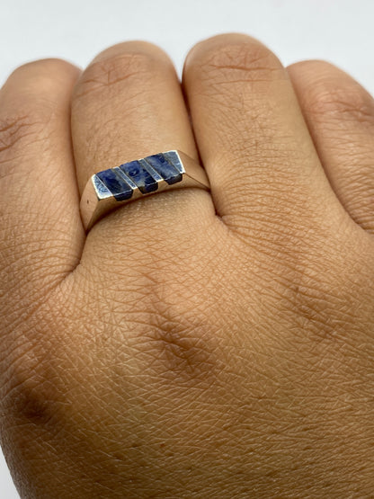 Anillo de Plata con Lapislázuli Azul — Solitario Minimalista — foto 4