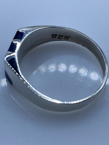 Anillo de Plata Lapislázuli Azul — Bandas Diagonales Etnía — foto 5