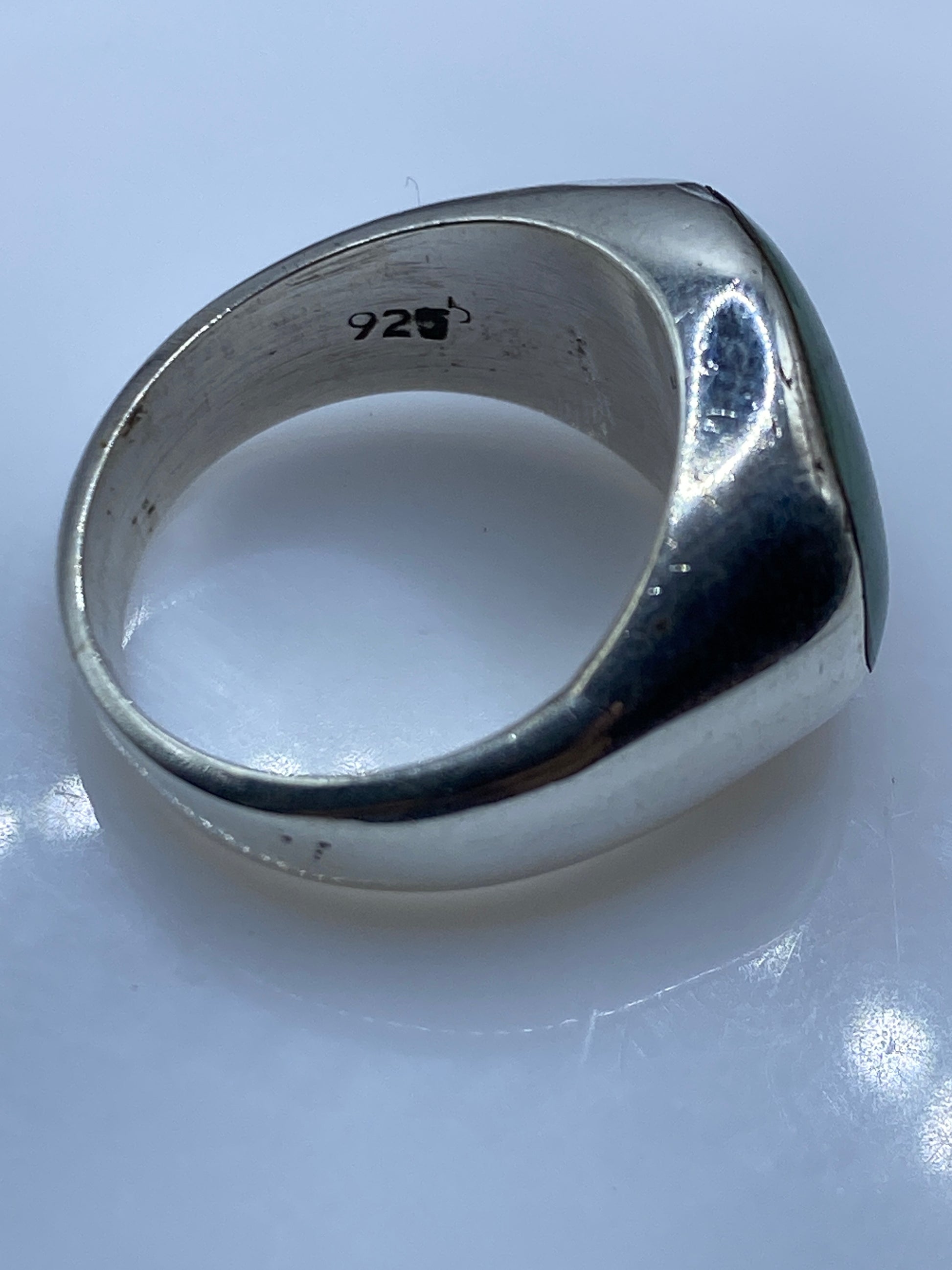 Anillo de Plata con Malaquita Verde Olivo — Solitario Pulido — foto 5