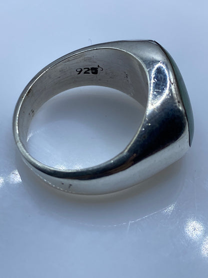 Anillo de Plata con Malaquita Verde Olivo — Solitario Pulido — foto 5
