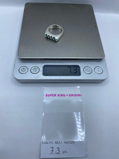 Anillo de Plata con Turquesa Azul Cielo — Geométrico Taxco — foto 6