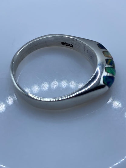 Anillo de Plata Ópalo de Fuego Multicolor — Diseño Moderno — foto 5
