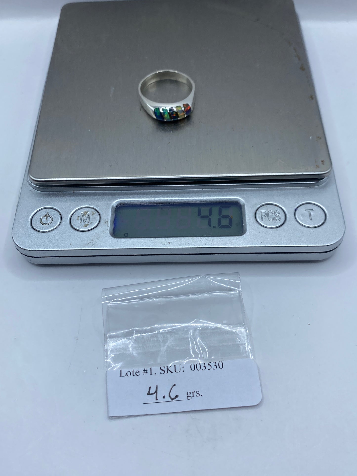 Anillo de Plata Ópalo de Fuego Multicolor — Diseño Moderno — foto 6