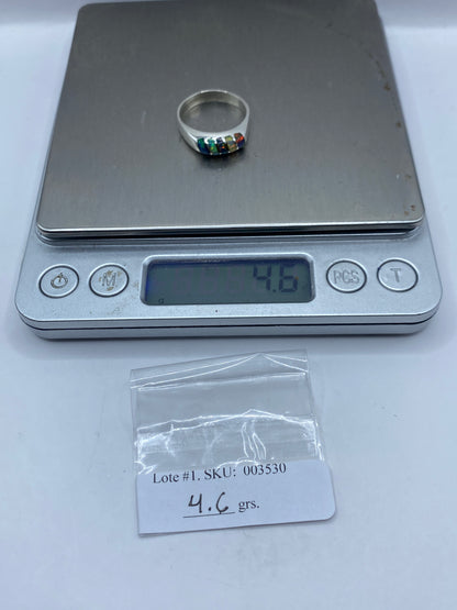 Anillo de Plata Ópalo de Fuego Multicolor — Diseño Moderno — foto 6