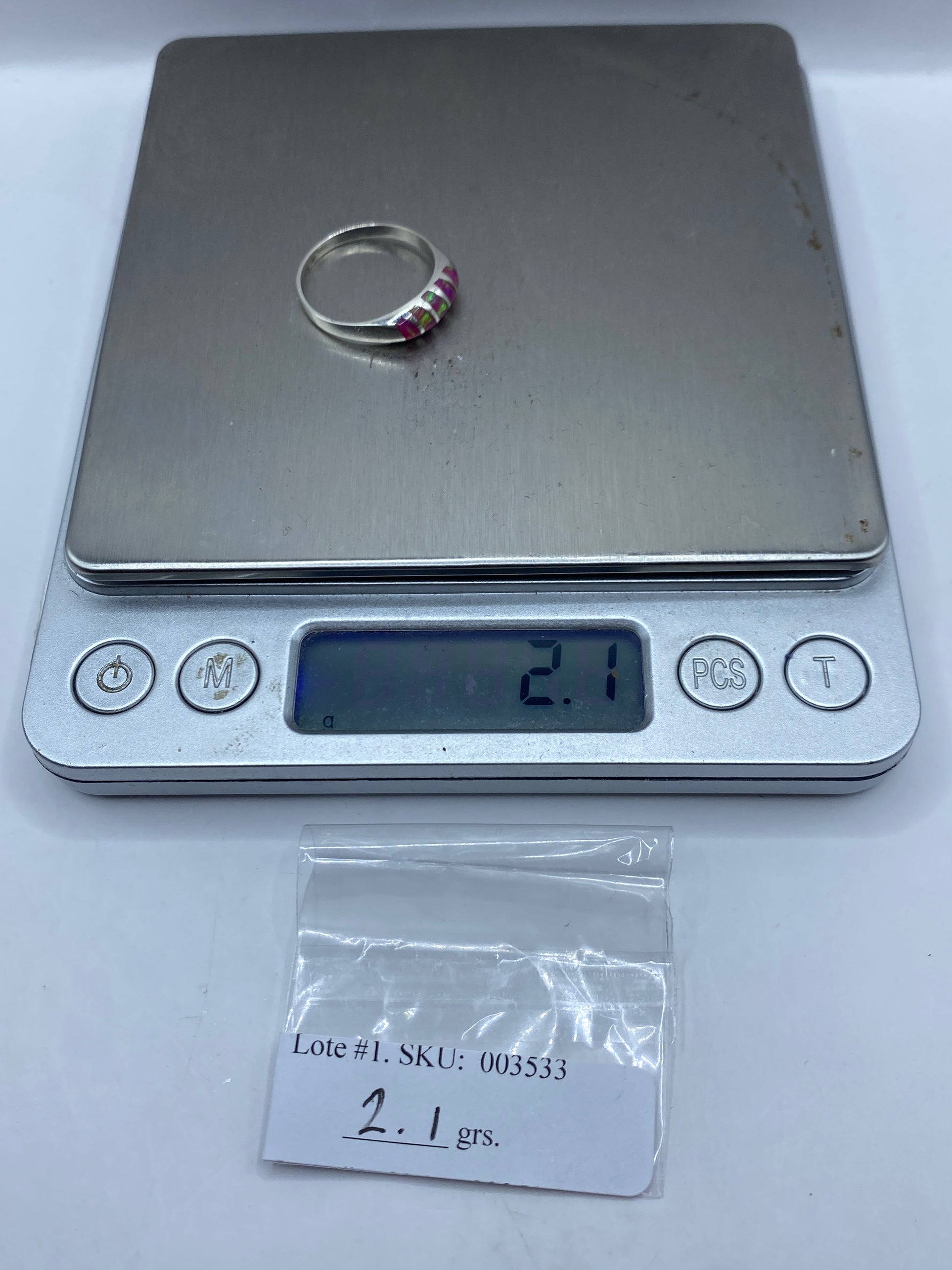 Anillo de Plata Ópalo de Fuego Rosa — Único — foto 6