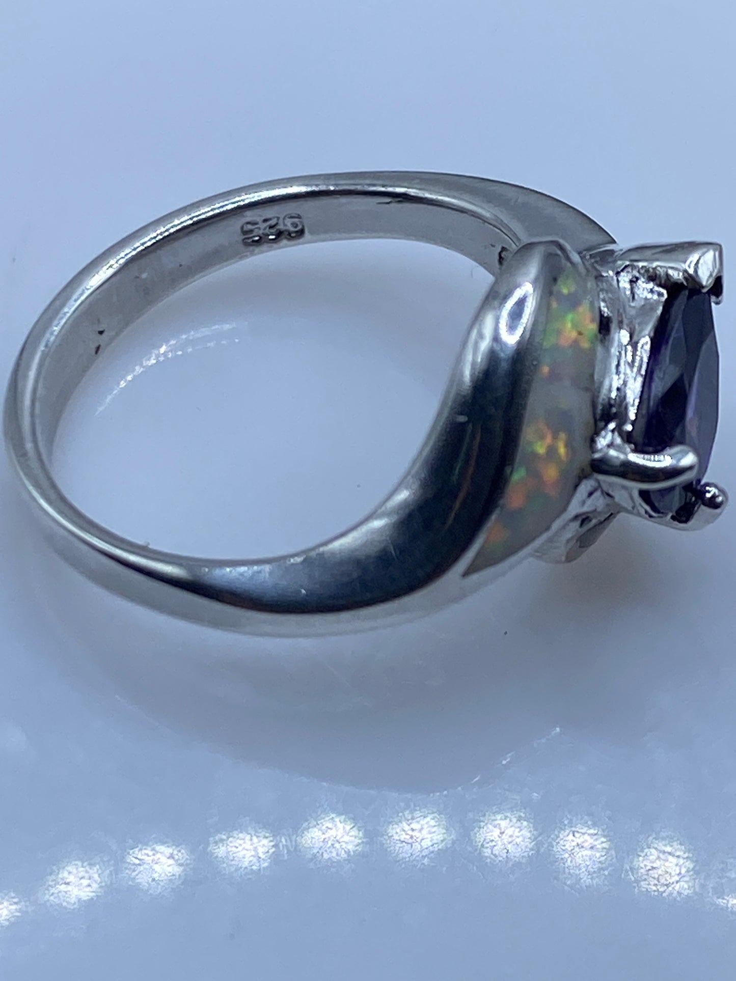 Anillo Plata Ópalo de Fuego — Abrazo Asimétrico — foto 5