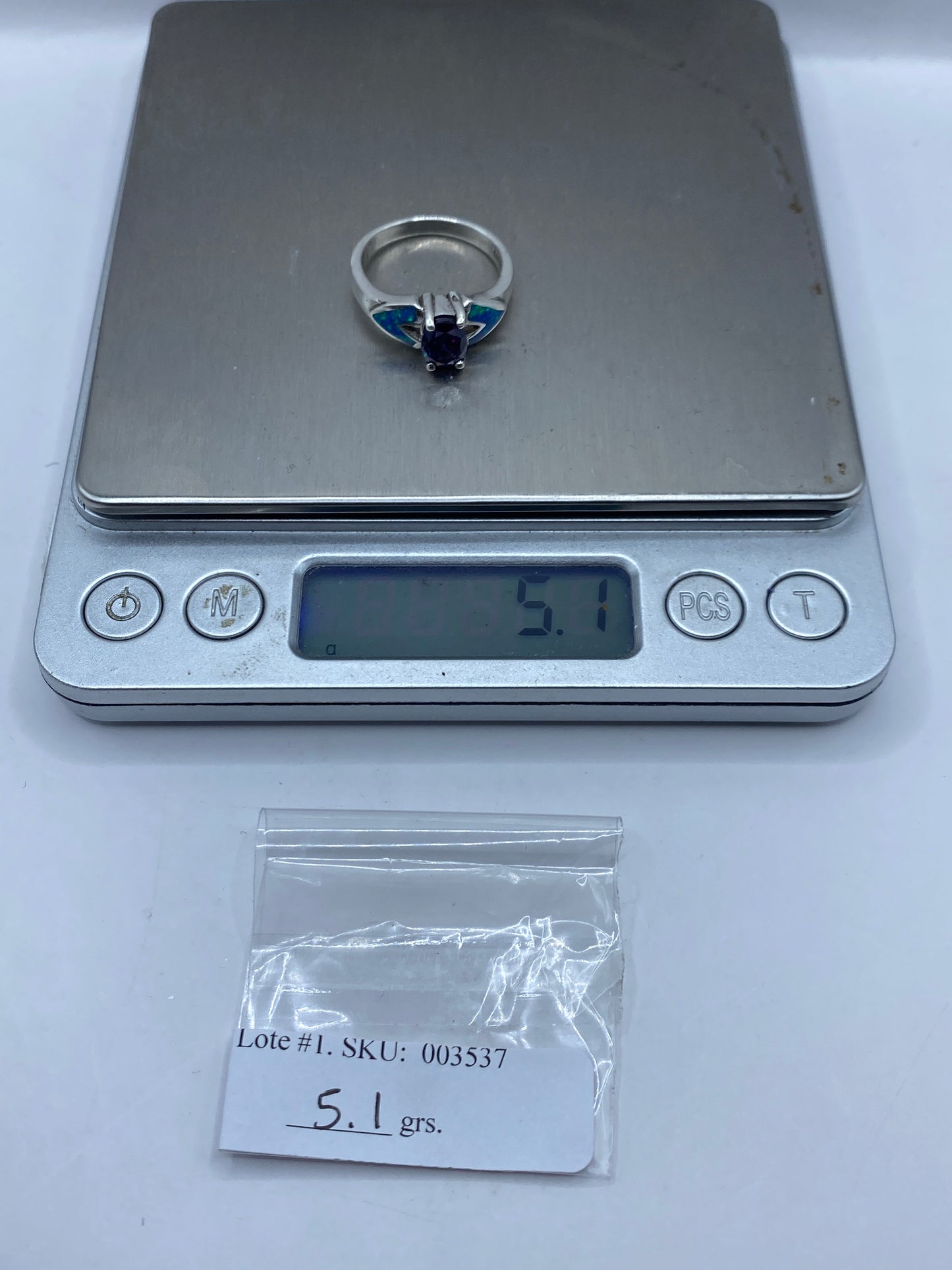 Anillo de Plata Ópalo de Fuego Azul — Engaste Solitario — foto 6