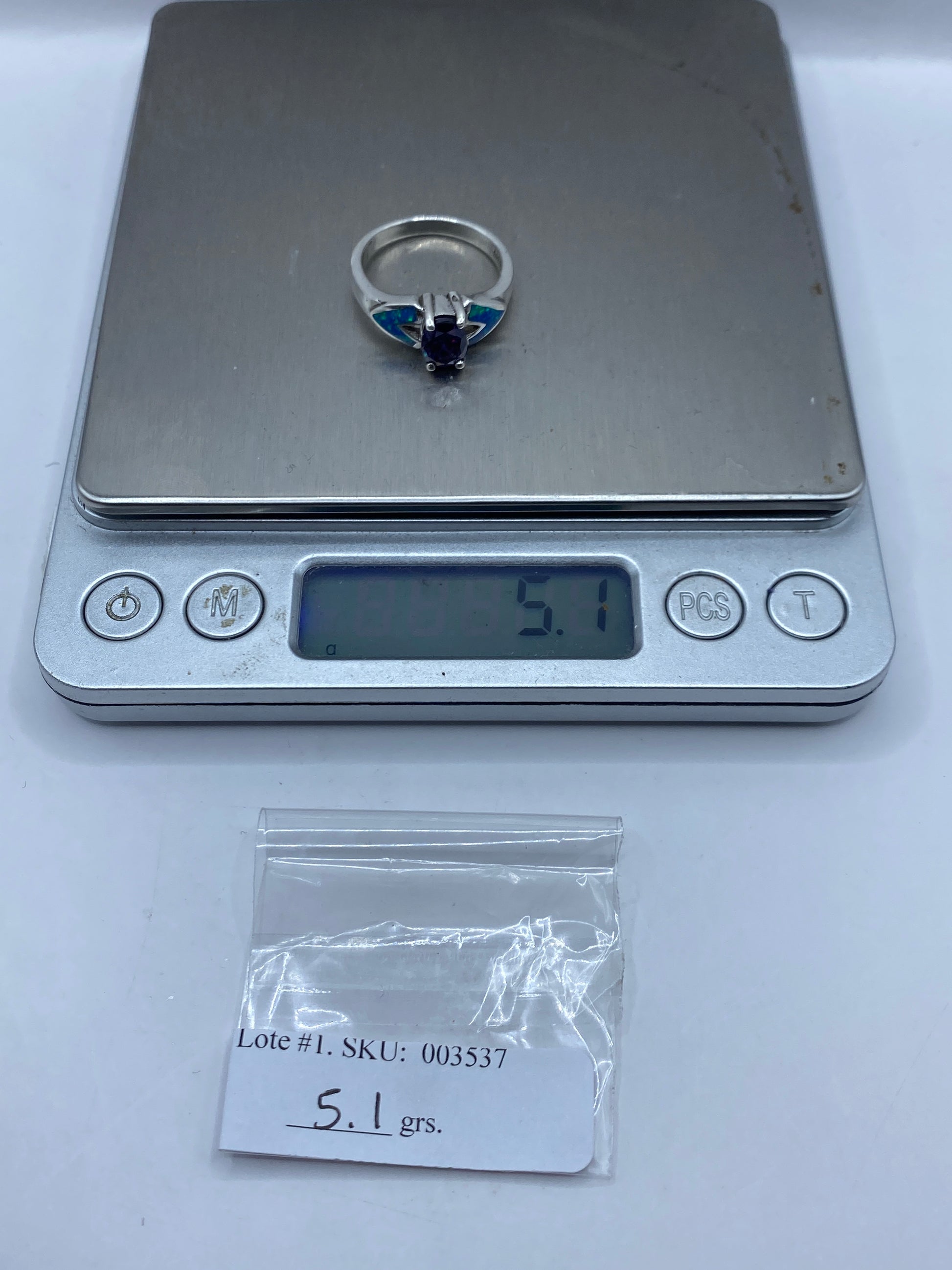 Anillo de Plata Ópalo de Fuego Azul — Engaste Solitario — foto 6