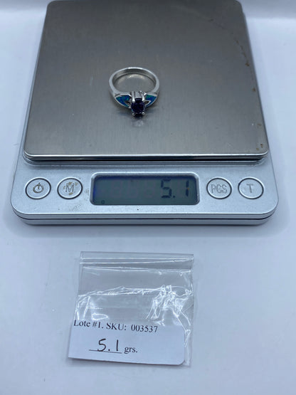 Anillo de Plata Ópalo de Fuego Azul — Engaste Solitario — foto 6
