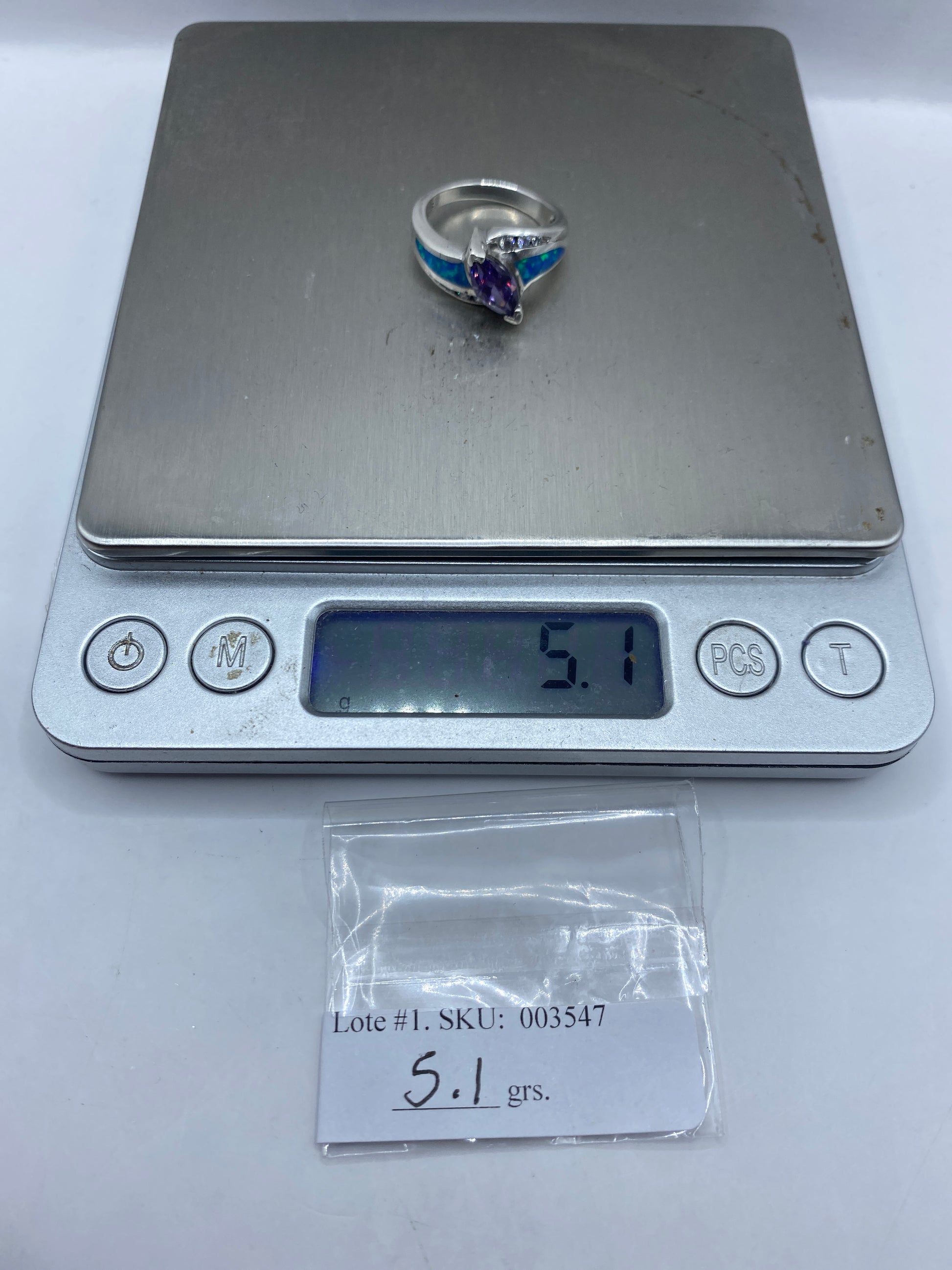 Anillo de Plata Ópalo de Fuego Azul — Coctel Único — foto 6