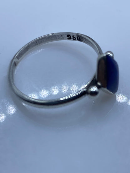 Anillo Solitario Plata .950 Piedra Azul — Minimalista — foto 5