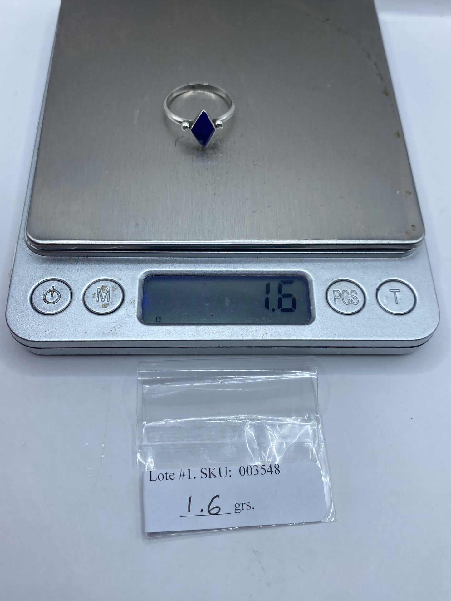 Anillo Solitario Plata .950 Piedra Azul — Minimalista — foto 6