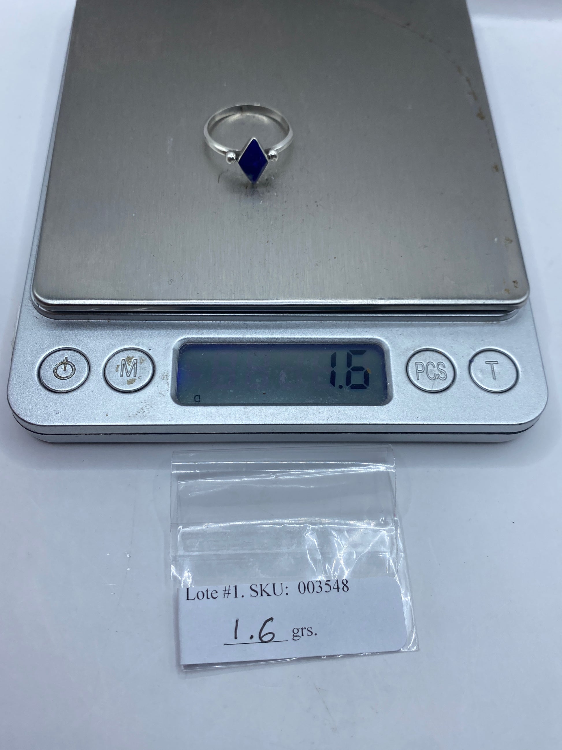 Anillo Solitario Plata .950 Piedra Azul — Minimalista — foto 6