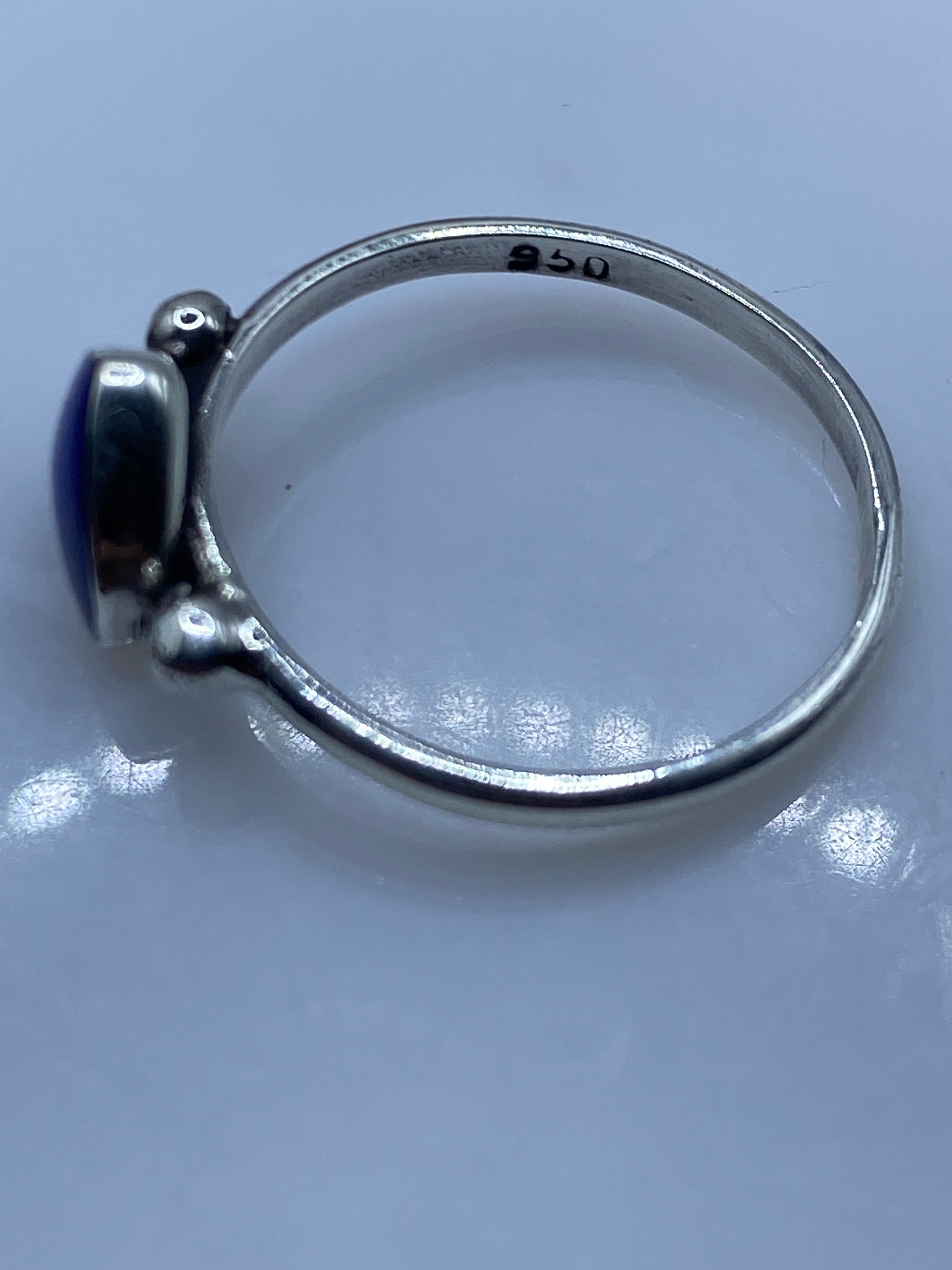 Anillo Solitario Corazón Plata .950 Piedra Azul — foto 5