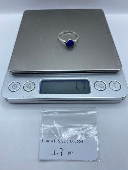 Anillo Solitario Corazón Plata .950 Piedra Azul — foto 6