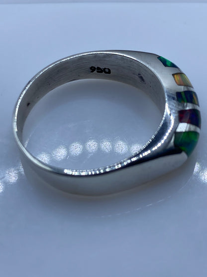 Anillo de Plata Ópalo de Fuego Multicolor — Unisex Taxco — foto 5
