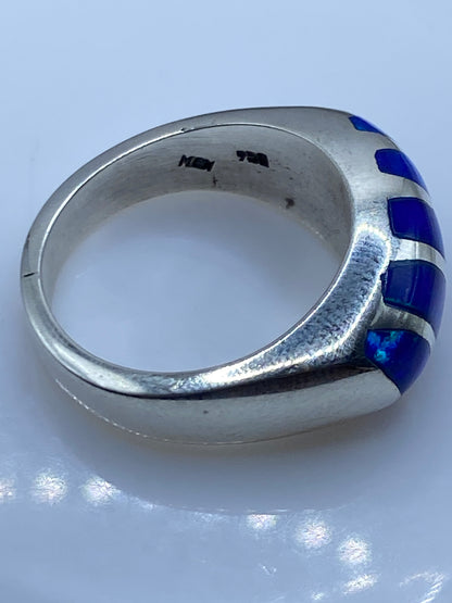 Anillo de Plata Ópalo de Fuego Azul — Unisex Taxco .950 — foto 5