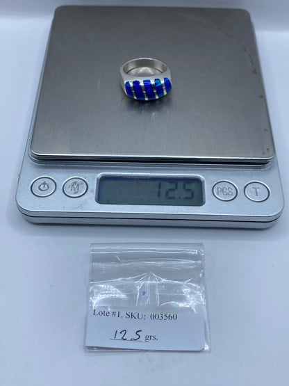 Anillo de Plata Ópalo de Fuego Azul — Unisex Taxco .950 — foto 6