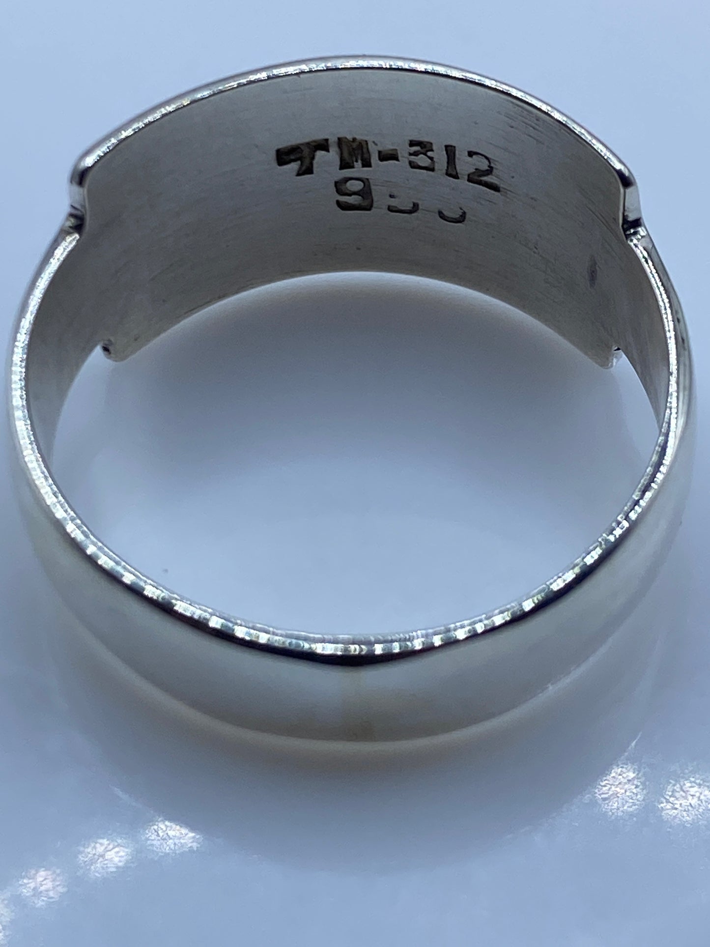 Anillo de Plata Ópalo de Fuego Azul Cielo — Banda Geométrica — foto 5