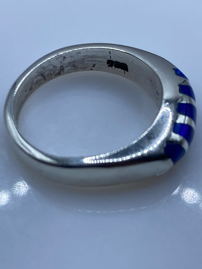Anillo de Plata .950 Ópalo de Fuego Azul — Diseño Moderno Unisex — foto 5