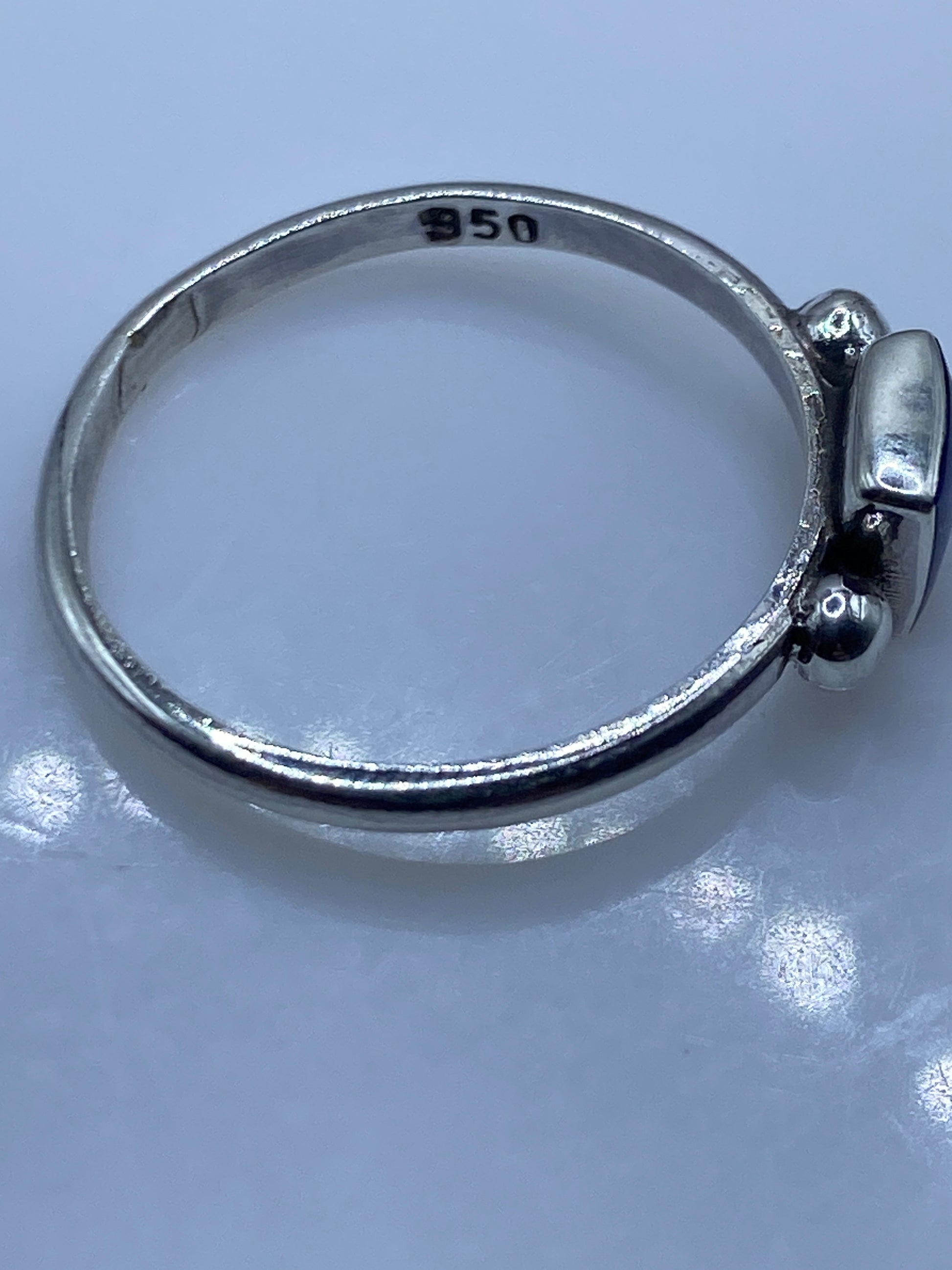 Anillo Solitario Plata .950 Piedra Azul Minimalista — foto 5