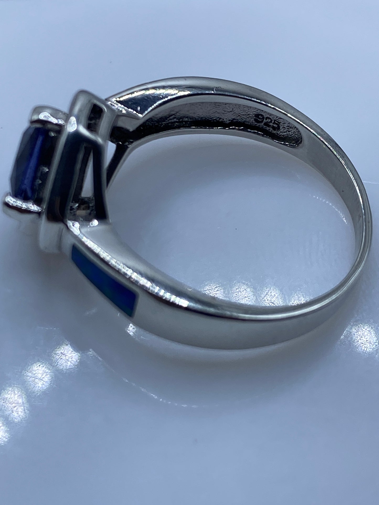 Anillo de Plata Ópalo de Fuego Azul — Moderno Taxco — foto 5