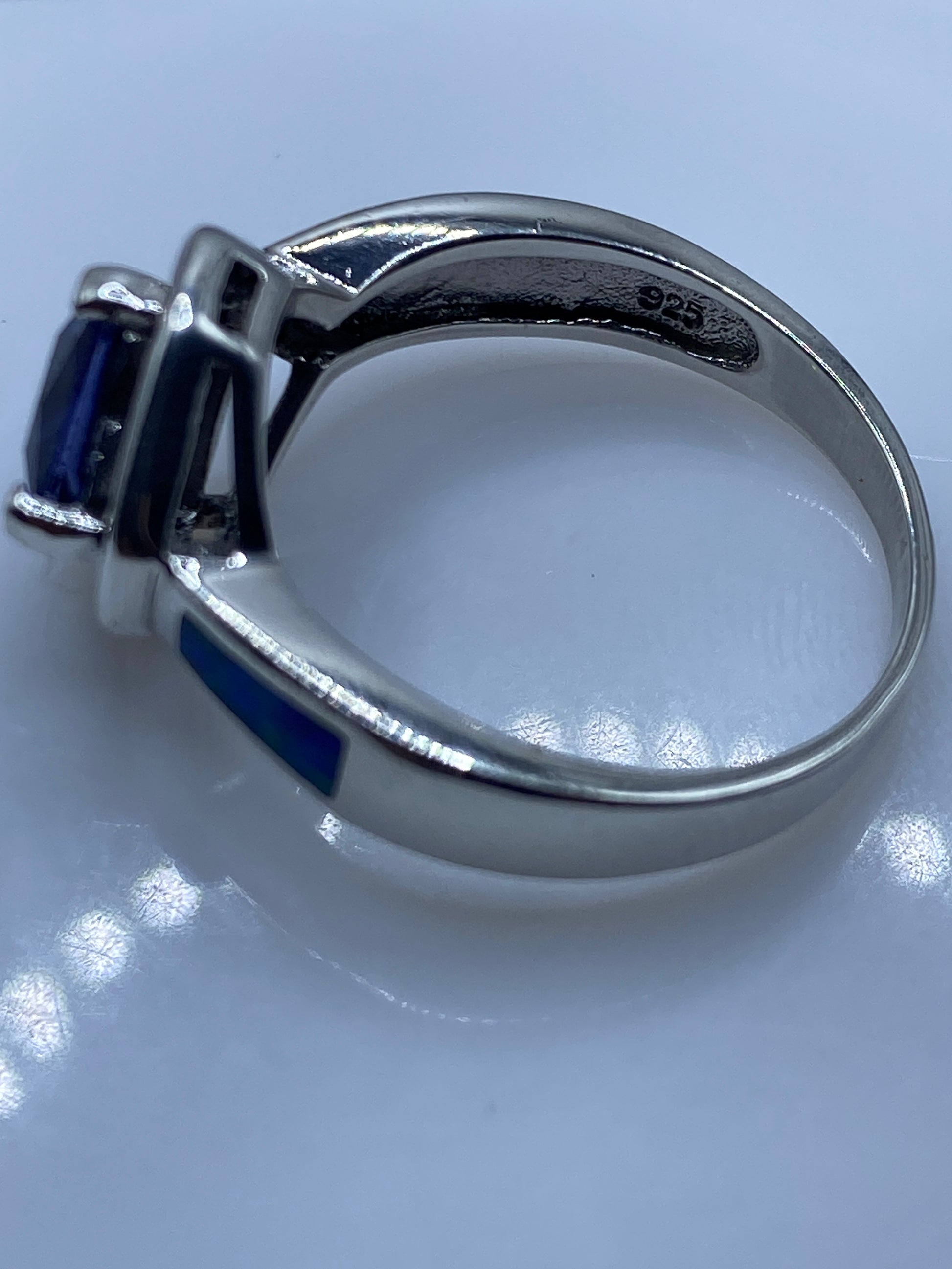 Anillo de Plata Ópalo de Fuego Azul — Moderno Taxco — foto 5